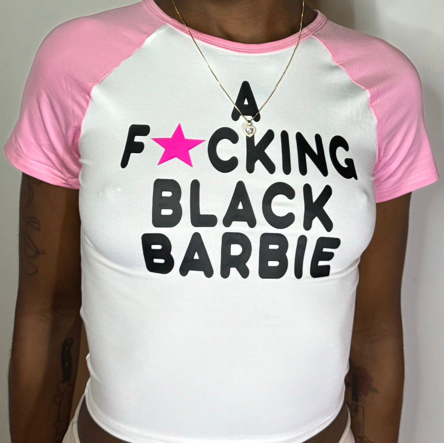 Black Barbie cropped Tee